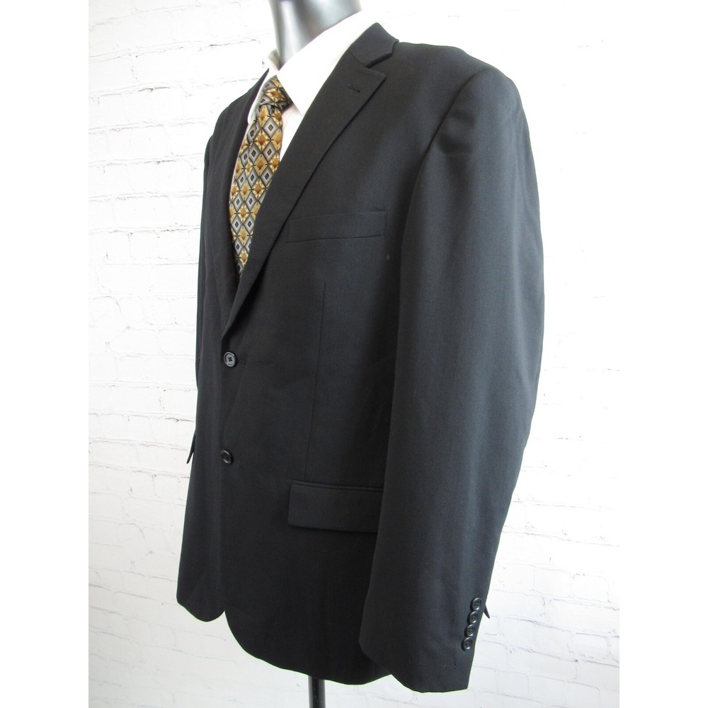 Linea Uomo Black 2-Button Suit Jacket Modern Fit Stretch Wool Size 42L